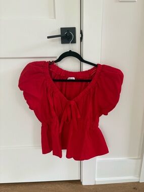 Sienna Sky Red Puff-Sleeve
